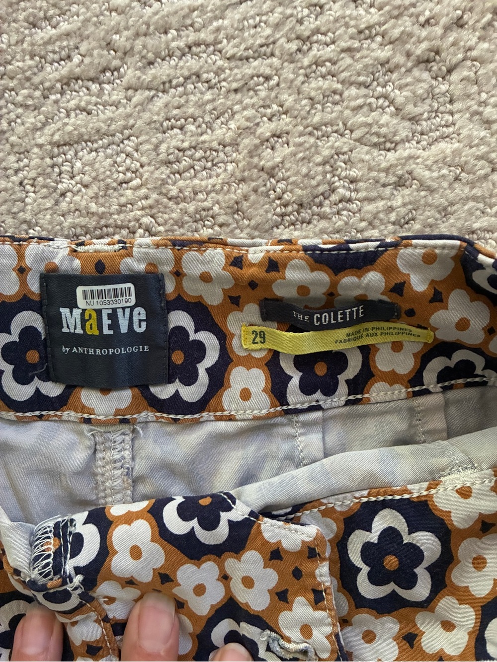 Anthropologie Maeve Colette Cropped Wide-Leg Pants — Black & Tan Floral - Picture 4 of 4